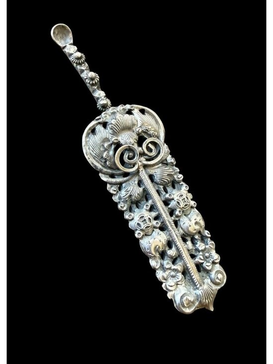 Vintage Sterling Silver Leaf Art Nouveau Hair Barrette Clip 2.5” main image 6